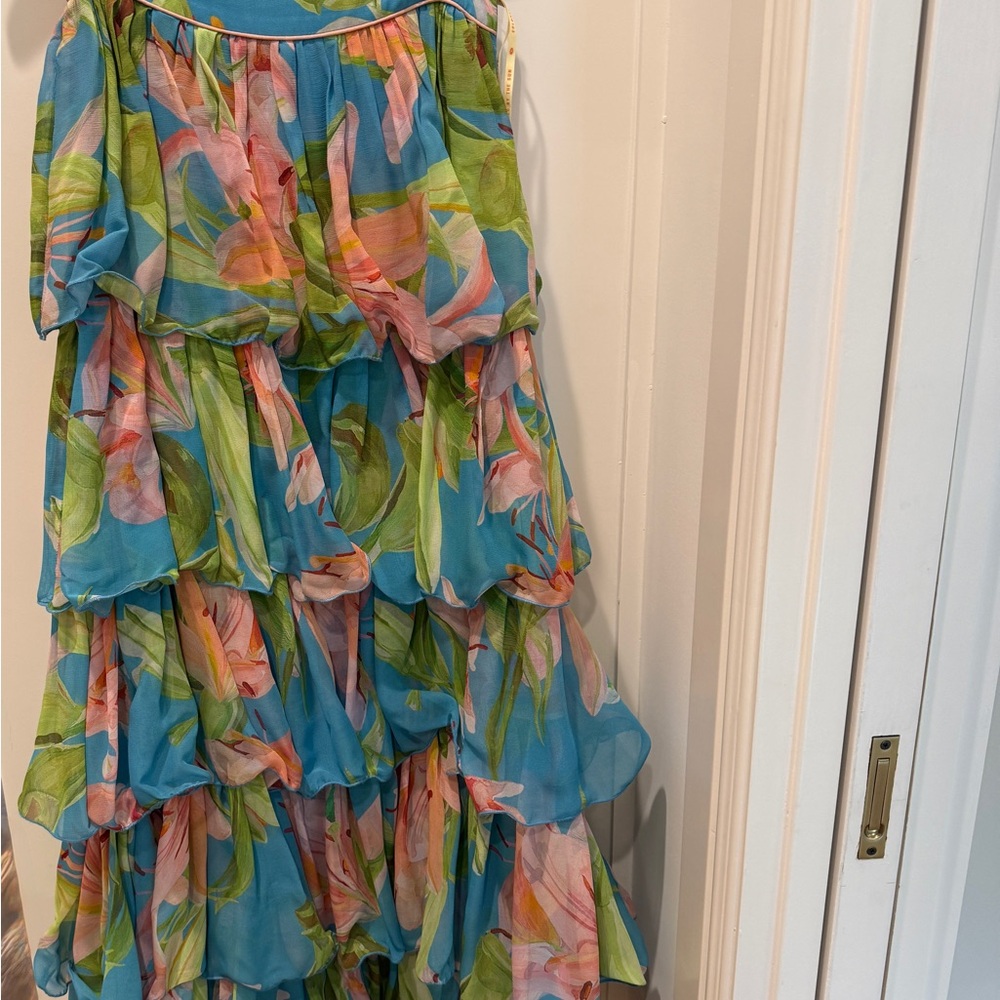 FARM Rio Tropical Blue and Green Maxi Skirt